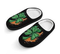 Pantofole per bambini in cotone con bandiera irlandese verde, per la festa di San Patrizio, per camera da letto, interni ed esterni, Stile nero, 28/29 EU