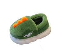Pantofole per bambini, per l'inverno, per la casa, per bambini, non slip Furry Dinosaur Package with Cotton Shoes, pantofole per bambini e ragazzi, verde, 4.5-5 anni