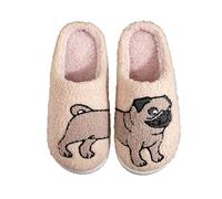 Pantofole per cani per gli esseri umani Pug Dog Pantofole Slip On Fluffy Sliders Carino Bassotto Pantofola Animale Cartone Animale Pantofole Divertenti Scivoli Doggy Inverno Caldo Scarpe Peluche Casa