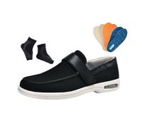 Pantofole Per Diabetici Extra Larghe, Scarpe Da Uomo Leggere Slip-on Regolabili Traspiranti In Rete Per Diabetici, Scarpe Ginnastica Piedi Che Ingrassano E Si Allargano Edemi Da Passeggio(Black,43 EU)