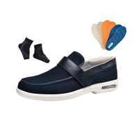 Pantofole per Diabetici Extra Larghe, Scarpe da Uomo Leggere Slip-on Regolabili Traspiranti in Rete per Diabetici, Scarpe Ginnastica Piedi Che Ingrassano E Si Allargano Edemi da Passeggio(Blue,47 EU)