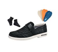 Pantofole Per Diabetici Extra Larghe, Scarpe Da Uomo Leggere Slip-on Regolabili Traspiranti In Rete Per Diabetici, Scarpe Ginnastica Piedi Che Ingrassano E Si Allargano Edemi Da Passeggio(Black gray,4