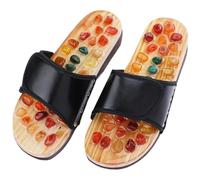 Pantofole per digitopressione per uomini e donne, pantofole per massaggio con pietre naturali con design riflessologico per uso domestico, comodi sandali per agopuntura in ciottoli (nero, taglia 39-4