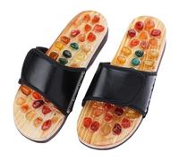 Pantofole per digitopressione per uomo e donna Pantofole per massaggio in pietra naturale con design di riflessologia per uso domestico Comodi sandali per agopuntura in ciottoli, neri, taglia 37-38
