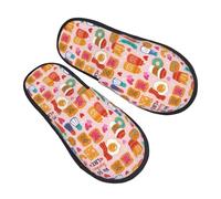 Pantofole per donne e uomini, calde e pelose, pantofole da donna, pantofole da camera da letto - graziose ciottole per cibo, uova, pane, patatine fritte pelose, pantofole invernali per casa e interni