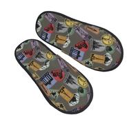 Pantofole per donne e uomini, calde e pelose, pantofole da donna, pantofole da camera da letto, pantofole con francobolli con motivo mondi sfocati, pantofole invernali da casa per interni, pantofole