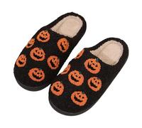 Pantofole per Halloween, a zucca, terrore, felici, accoglienti, spaventose, antiscivolo, foderate, arancioni, soffici per le vacanze, in peluche, pantofole da donna, Colore: arancione., 37 EU