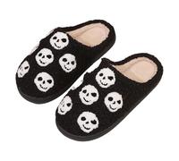 Pantofole per Halloween, a zucca, terrore, felici, accoglienti, spaventose, antiscivolo, foderate, arancioni, soffici per le vacanze, in peluche, pantofole da donna, bianco, 35 EU