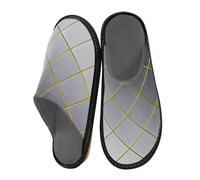 Pantofole per le donne Scarpe da casa per le donne Indoor Memory Foam Scarpe da casa Pantofole da letto pantofole, Cubo grigio sfumato griglia oro, 41/43 EU