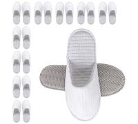 Pantofole per ospiti, 10 paia di pantofole per hotel, pantofole da bagno, 7 mm, in spugna, per interni ed esterni, per casa, camera da letto, hotel, misure 38-44, colore bianco
