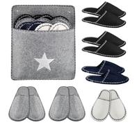 Pantofole per ospiti • Pantofole in feltro per ospiti • Set di 6 scarpe per ospiti • Ciabatte da donna e uomo • Con custodia per riporre le misure 36/39,40/42,43/45, Nero , Taglia unica