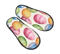 Pantofole per uova di Pasqua per donne e uomini, pantofole colorate antiscivolo per la casa, per interni, comode calzature pelose in memory foam, scarpe da viaggio per camera da letto, Multicolore, 6