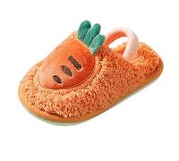 Pantofole piatte per ragazzi e ragazze, con punta chiusa, scarpe larghe per bambini, morbide e leggere, in peluche, pantofole invernali per la terza camera da letto, Arancione, 39 1/3 EU