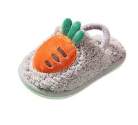 Pantofole piatte per ragazzi e ragazze, con punta chiusa, scarpe larghe per bambini, morbide e leggere, in peluche, pantofole invernali per la terza camera da letto, Grigio, 25 EU