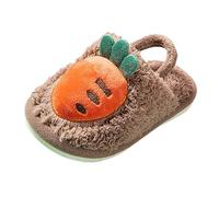 Pantofole piatte per ragazzi e ragazze, con punta chiusa, scarpe larghe per bambini, morbide e leggere, in peluche, pantofole invernali per la terza camera da letto, Marrone, 39 1/3 EU