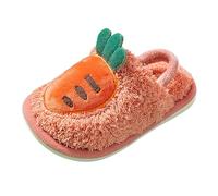 Pantofole piatte per ragazzi e ragazze, con punta chiusa, scarpe larghe per bambini, morbide e leggere, in peluche, pantofole invernali per la terza camera da letto, rosa, 39 1/3 EU