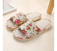 Pantofole resistenti all'usura in schiuma EVA ammortizzata per suola | Tomaia in cotone e lino, suola morbida antiscivolo, design posteriore aperto, facile da indossare, comfort domestico