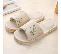 Pantofole resistenti all'usura in schiuma EVA ammortizzata per suola | Tomaia in cotone e lino, suola morbida antiscivolo, design posteriore aperto, facile da indossare, comfort domestico