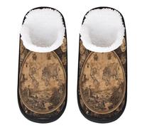 Pantofole retrò con mappa del mondo per donne e uomini, pantofole da viaggio per interni in peluche pantofole da casa, Multicolore, 4/7 UK Wide