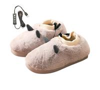 Pantofole Riscaldate da Donna, Pantofole Riscaldate Ricaricabili | Scaldapiedi elettrico riscaldamento comode pantofole in peluche,Scarpe riscaldate in peluche, scaldapiedi USB per donne e uomini