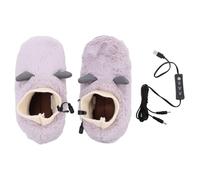 Pantofole riscaldate elettriche Scaldapiedi USB 3 marce Pantofole calde a temperatura regolabile per uso interno ed esterno Flanella Gomma Cotone (Viola)