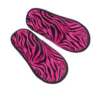 Pantofole rosa con stampa zebrata per donne e uomini, pantofole antiscivolo astratte per la casa, comode calzature pelose in memory foam, scarpe da viaggio per camera da letto, Multicolore, 6/8 UK Men