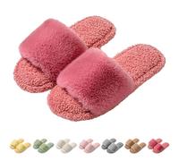 Pantofole sexy in tinta unita, comode e soffici in cotone, morbide pantofole per donna, in memory foam, antiscivolo, con dita aperte, morbide, leggere, traspiranti, Rosa acceso., 38 EU