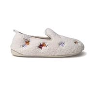 PANTOFOLE TIPO BABBUCCIA DA DONNA IN SHEARLING CON FIORI RICAMATI BLANC