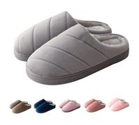 Pantofole trapuntate morbide in lana, antiscivolo, in memory foam, da uomo e da donna, comode pantofole trapuntate, in cotone, con punta aperta, antiscivolo, in memory foam, grigio scuro, 42 EU