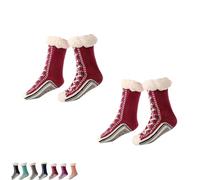 Pantofole ultra spesse in cashmere, da donna, calde, antiscivolo, comode, foderate in pile, Colori 2pcs E, Taglia unica
