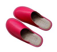 Pantofole Unisex in Vera Pelle con Punta Chiusa Pantofole Casual Leggere in Lino per Interni Ed Esterni Scarpe Comode E Antiscivolo per La Casa E La Camera da Letto per Ospiti(Rose Red,43/44 EU)