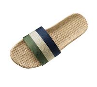 Pantofole unisex per la casa, in paglia, con motivo stampato, scarpe di paglia, eleganti e comode, Verde 1, 40/41 EU