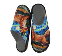 Pantofole unisex per la casa, pantofole da donna, per interni ed interni, Notte stellata di volpe in, 4-5 US