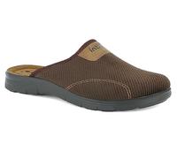 Pantofole Uomo Logo inblu, Ciabatte con Sottopiede Ergonomico in Vera Pelle e Suola Rialzata, Testa di Moro, 42