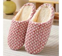Pantofole Uomo Pantofole da uomo invernali morbide e calde scarpe casa pantofole donna in pelliccia silenzio interno comfort scivoli pavimento calzature camera letto(Style1-dark pink,38-39(fit 37-38))