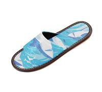 Pantofole usa e getta blu cielo grande squalo bianco cartone animato per interni ed esterni riutilizzabili leggere scarpe da camera da letto personalizzate per ospiti, hotel, viaggi, aereo sandali per