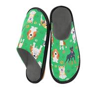 Pantofole verdi di razza con zampa di cane per uomini e donne, cuccioli di animali e cani, pantofole da casa per interni, scarpe da casa, camera da letto, scarpe da viaggio, Multi, 42/43 EU