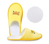 Pantofole Viaggio Bambini, Cute Anatra Cotone Pantofole Antiscivolo Ciabatte Ospiti con Suole Spesse 7mm Riutilizzabili Ragazzi Ragazze Bambini Pantofole per la Casa di Viaggio Ospite Dell'hotel
