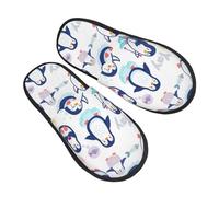 Pantofoles Casa Cute Penguins Skiing Drinking Tea Scarpe Da Casa Soft Pantofole Scamosciate Eleganti Peluche Pantofole Per Outdoor Inverno Indoor L