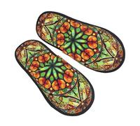 Pantofoles Casa Mandala, Colorful Flower Peluche Pantofole Soft Pantofole Scamosciate Traspiranti Ciabatte Pelose Per Home Indoor Inverno L