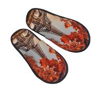 Pantofoles Casa Paris Eiffel Tower With Autumn Leaves Peluche Pantofole Eleganti Scarpe Da Casa Soft Ciabatte Pelose Per Home Indoor Inverno L