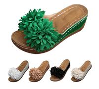 Pantolette con zeppa da donna, estive, ortopediche, antiscivolo, leggere, sandali da spiaggia, comodi sandali con plateau aperti, scarpe estive, verde, 37 EU