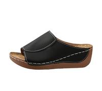 Pantolette da donna con tacco Peeptoes Slides Tacco Peep Open Schlappen Women'S Comodo Slippers Eleganti Sandali Home Bottom Pantofole Casual con zeppa, Nero , 40 EU