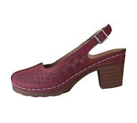 Pantolette da donna con tacco, scarpe estive da donna, comode, sandali con zeppa, ultraleggeri, sandali da bagno aperti, davanti, sandali chiusi, sandali e scivoli, A rosso., 42 EU
