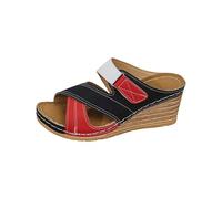 Pantolette ortopediche da donna piatte, comode, ortopediche, leggere, aperte, ultra comode, con zeppa, antiscivolo, per il tempo libero, da spiaggia, Colore: rosso, 37 EU