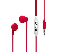 Pantone Celly, Auricolari a Filo Linea, Cuffie con Capsule a Goccia, Controllo da Remoto e Microfono Integrato, Lunghezza Cavo 1 m, Connettore Jack 3.5 mm, Red