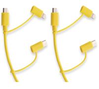 Pantone ESPRINET Celly, Cavo con Adattatori Multipli Linea, Cavo USB 3-in-1 con USB-C, Lightning e Micro USB, Supporta Fino a 2,4 A di Potenza in Uscita, Cavo per Carica Rapida, 1,2 m, Yellow