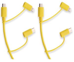 Pantone ESPRINET Celly, Cavo con Adattatori Multipli Linea, Cavo USB 3-in-1 con USB-C, Lightning e Micro USB, Supporta Fino a 2,4 A di Potenza in Uscita, Cavo per Carica Rapida, 1,2 m, Yellow