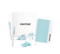 PANTONE Pastel Gift Box - Set Cancelleria con Temperino con Serbatoio, Taccuino Appunti, 2 Gomme da Cancellare, Bianchetto a Nastro 10mt e Penne Gel Nere 0.7 mm, Prodotti Cartoleria per Idee Regalo