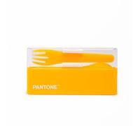 PANTONE Set Posate con Forchetta, Cucchiaio e Coltello - Posate Colorate Porta Pranzo per Ufficio, Scuola e Università - Porta Posate da Viaggio Portatili con Custodia, Ideali per Lunch Box, Giallo